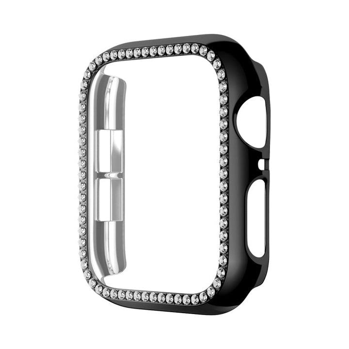 Lisslune | For Apple Watch Series 9 / 8 / 7 45mm Plating Row Diamond Hollow PC Watch Case (Black)