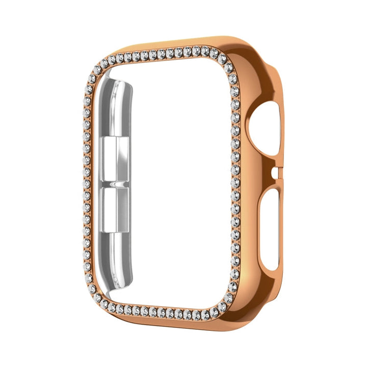 Lisslune | For Apple Watch Series 9 / 8 / 7 41mm Plating Row Diamond Hollow PC Watch Case (Rose Gold)