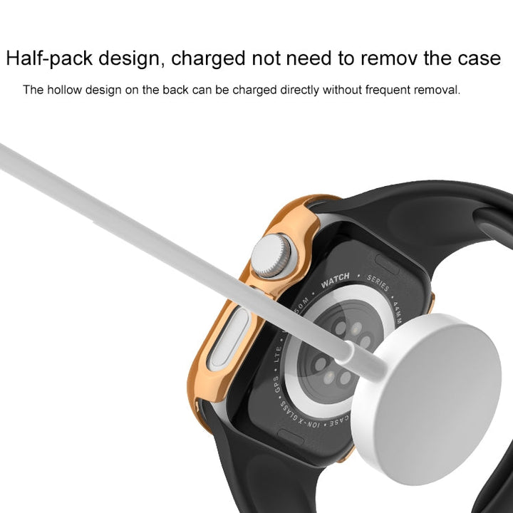 Lisslune | For Apple Watch Series 9 / 8 / 7 41mm Plating Row Diamond Hollow PC Watch Case (Rose Gold)