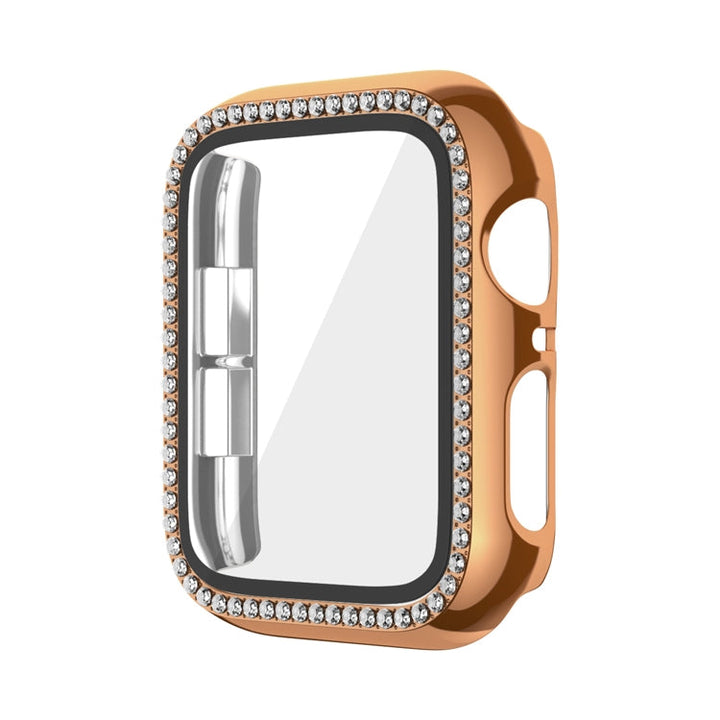 Lisslune | For Apple Watch Series 9 / 8 / 7 45mm Plating Row Diamond PC Watch Case with Film (Rose Gold)