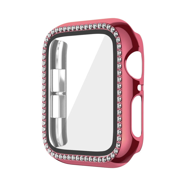 Lisslune | For Apple Watch Series 3 / 2 / 1 42mm Plating Row Diamond PC Watch Case with Film (Rose Pink)