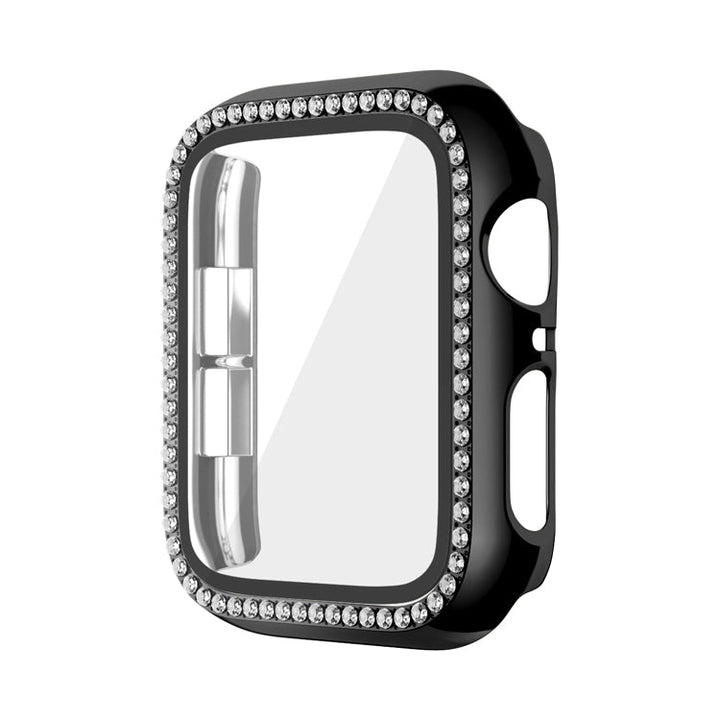 Lisslune | For Apple Watch Series 3 / 2 / 1 42mm Plating Row Diamond PC Watch Case with Film (Black)