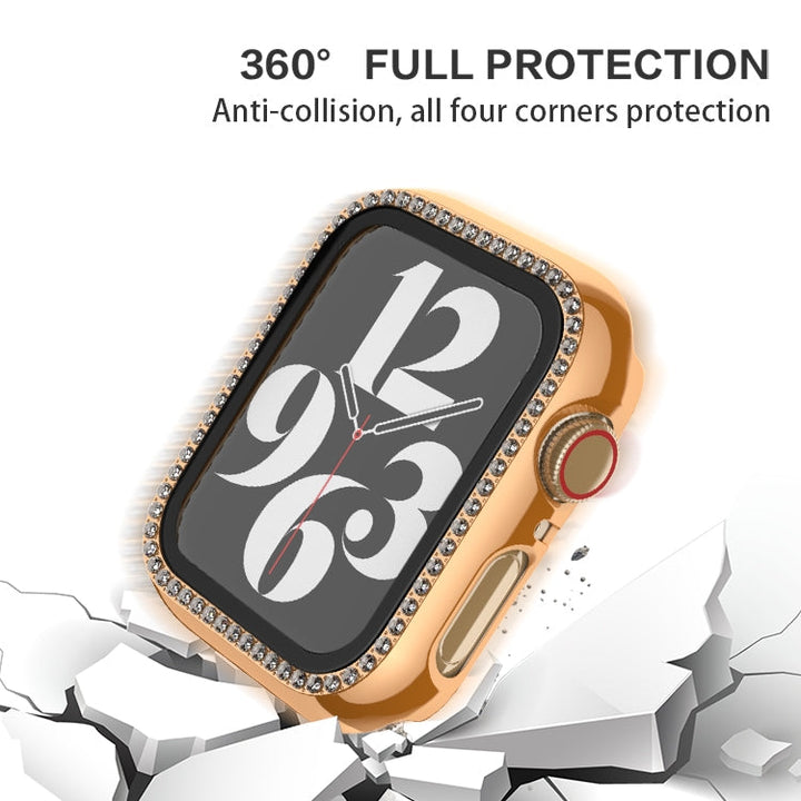 Lisslune | For Apple Watch Series 3 / 2 / 1 42mm Plating Row Diamond PC Watch Case with Film (Rose Gold)