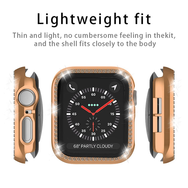 Lisslune | For Apple Watch Series 9 / 8 / 7 45mm Plating Row Diamond PC Watch Case with Film (Transparent)