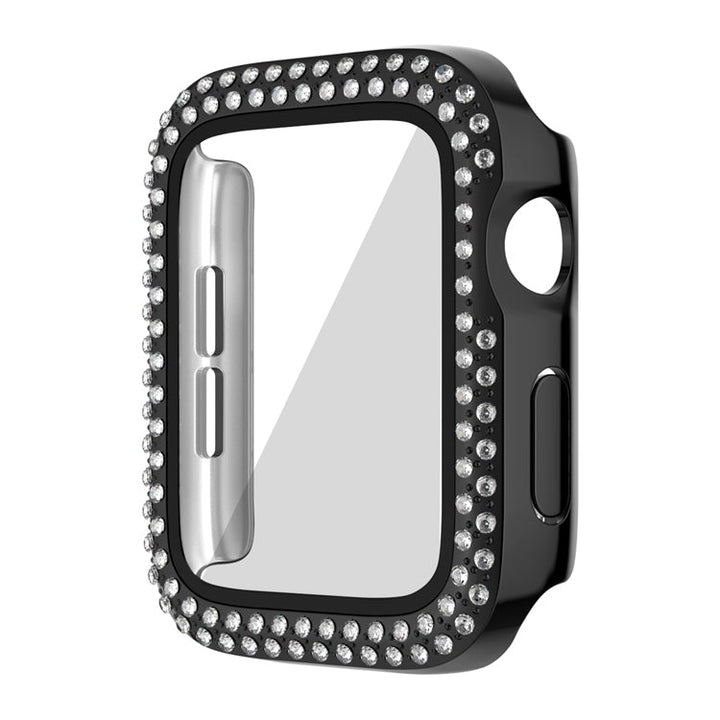 Lisslune | For Apple Watch Series 3 / 2 / 1 38mm Plating Dual-Row Diamond PC Watch Case with Film (Black)