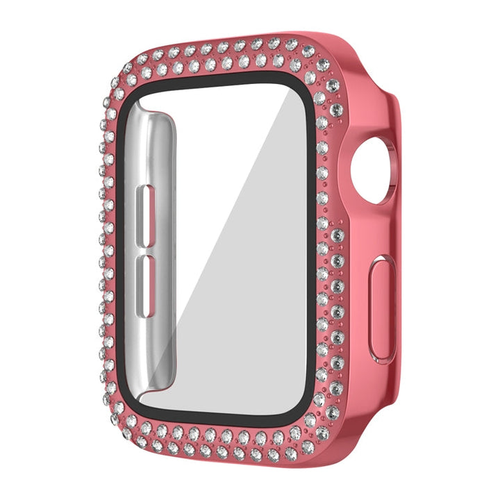Lisslune | For Apple Watch Series 3 / 2 / 1 42mm Platinum Dual-Row Diamond PC Watch Case with Film (Rose Pink)