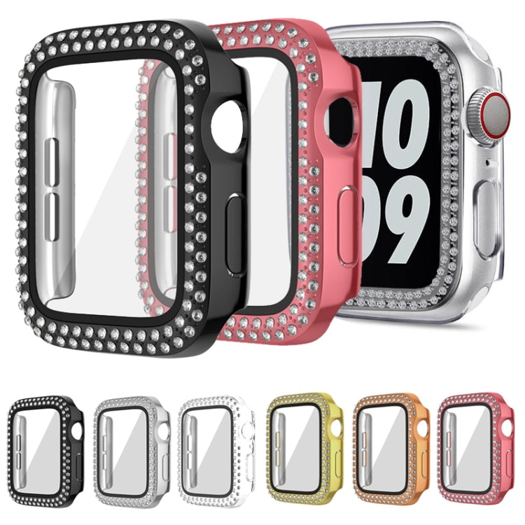 Lisslune | For Apple Watch Series 9 / 8 / 7 45mm Coating Dual-Row Diamond PC Watch Case with Film (Black)