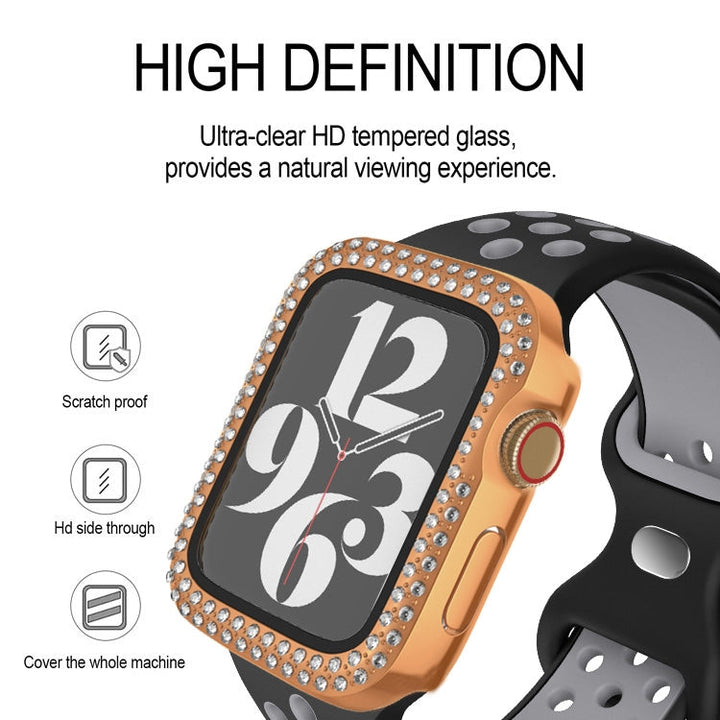 Lisslune | For Apple Watch Series 3 / 2 / 1 38mm Plating Dual-Row Diamond PC Watch Case with Film (Black)