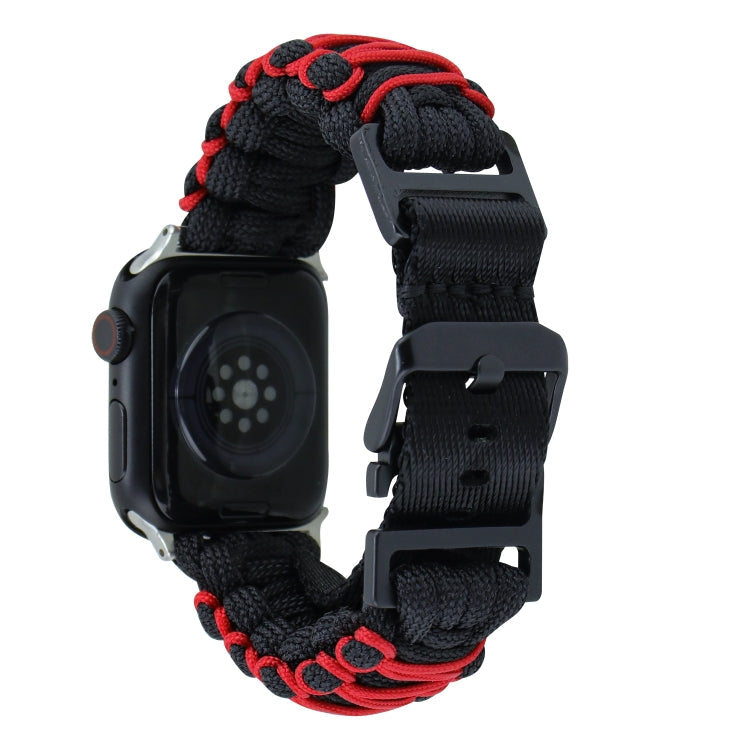 Lisslune | For Apple Watch SE 2023 44mm Dual-Layer Braided Paracord Buckle Strap (Black Red)