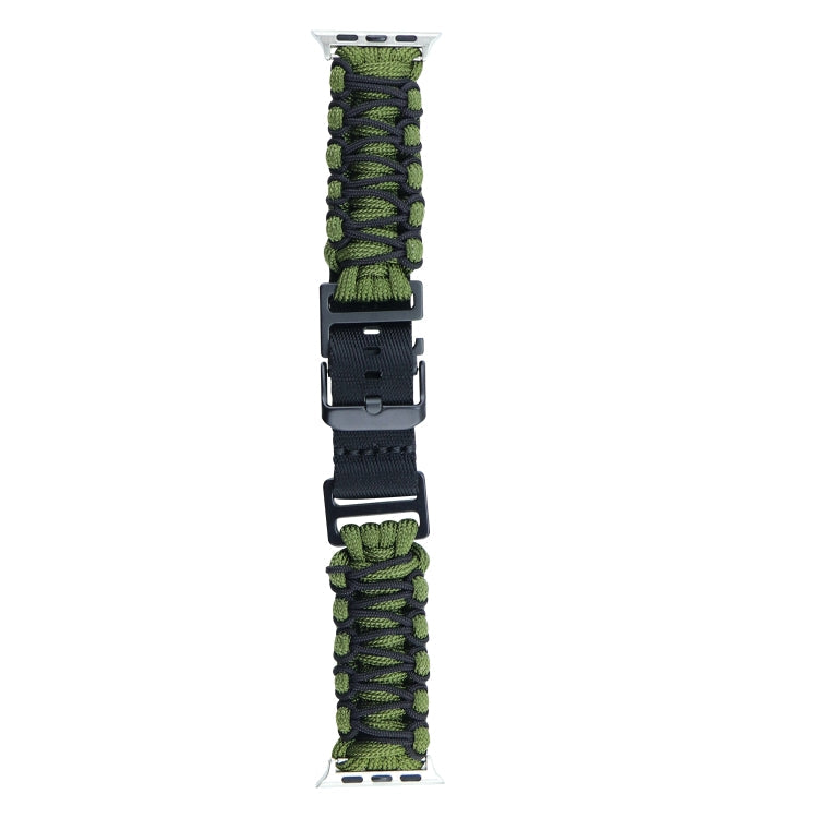 Lisslune | For Apple Watch SE 2023 44mm Dual-Layer Braided Paracord Buckle Strap (Army Green Black)