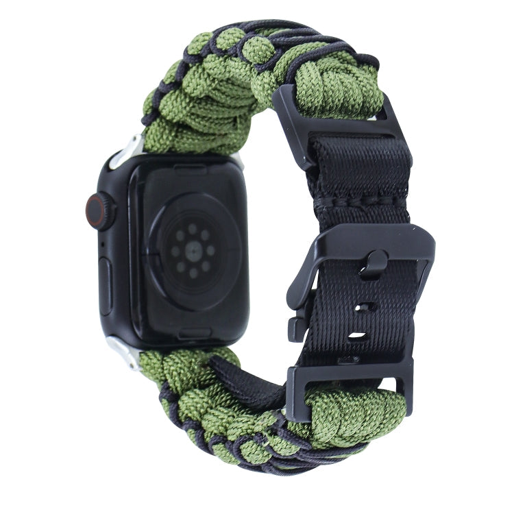 Lisslune | For Apple Watch SE 2023 44mm Dual-Layer Braided Paracord Buckle Strap (Army Green Black)