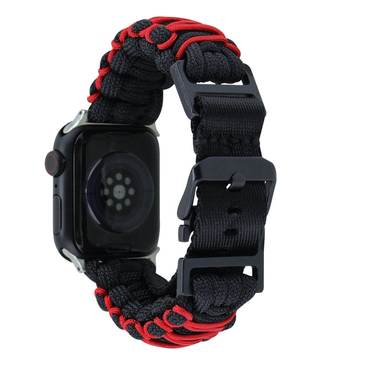Lisslune | For Apple Watch SE 2023 40mm Dual-Layer Braided Paracord Buckle Watch Band (Black Red)