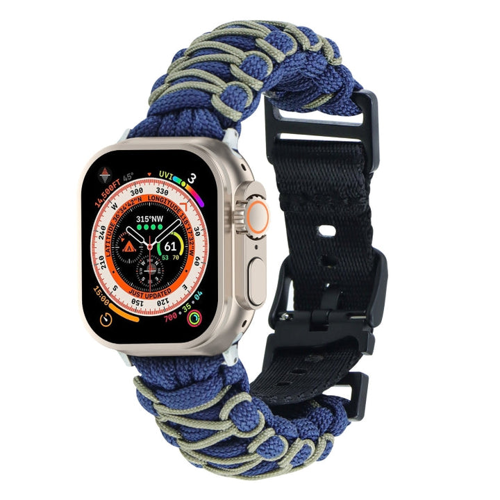 Lisslune | For Apple Watch Ultra 2 49mm Dual-Layer Braided Paracord Buckle Watch Strap (Marine Green)