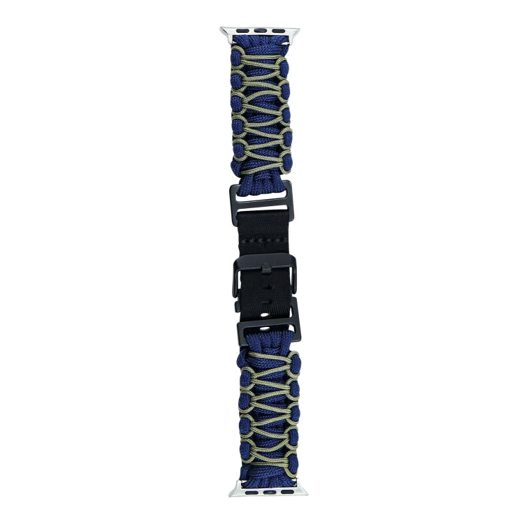 Lisslune | For Apple Watch Series 9 45mm Dual-Layer Braided Paracord Buckle Watch Band (Marine Green)