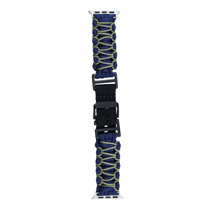Lisslune | For Apple Watch Series 9 45mm Dual-Layer Braided Paracord Buckle Watch Band (Marine Green)