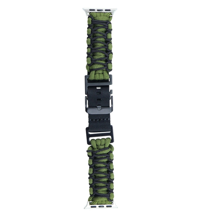 Lisslune | For Apple Watch SE 2022 44mm Double Layer Braided Paracord Buckle Strap (Army Green Black)