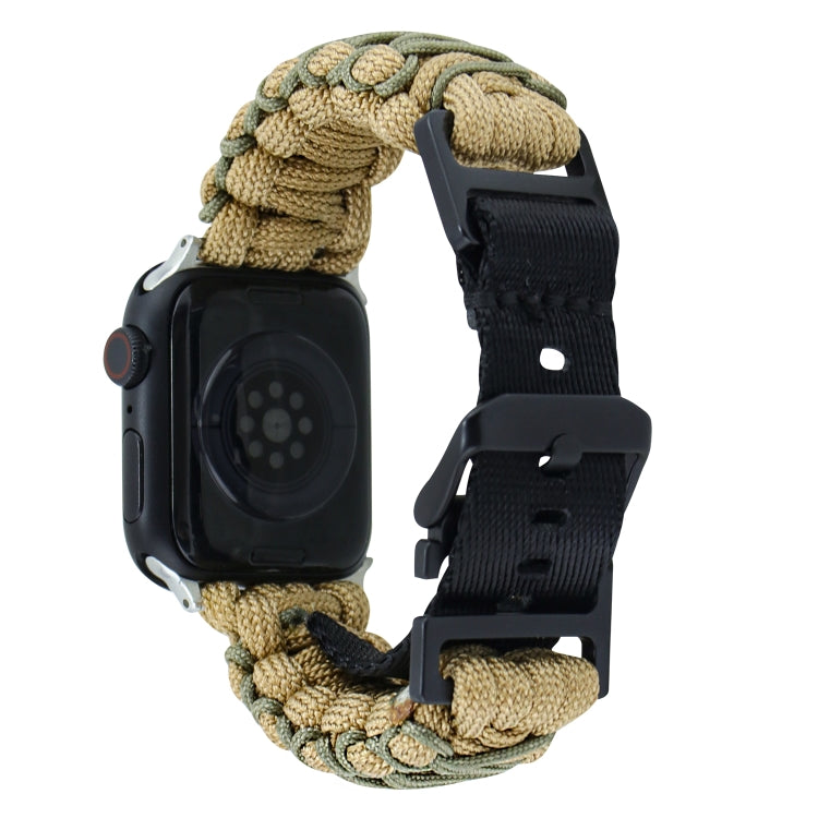 Lisslune | For Apple Watch SE 2022 44mm Dual-Layer Braided Paracord Buckle Strap (Khaki Army Green)