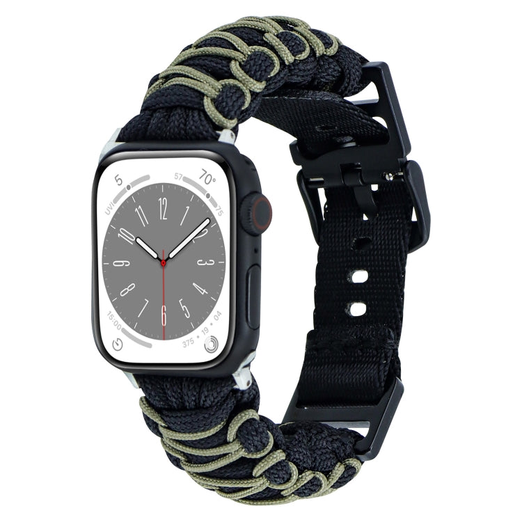 Lisslune | For Apple Watch SE 40mm Double Layer Braided Paracord Buckle Strap (Black Army Green)