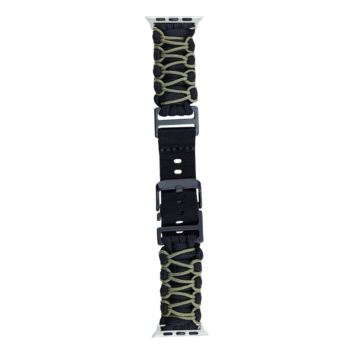 Lisslune | For Apple Watch SE 40mm Double Layer Braided Paracord Buckle Strap (Black Army Green)