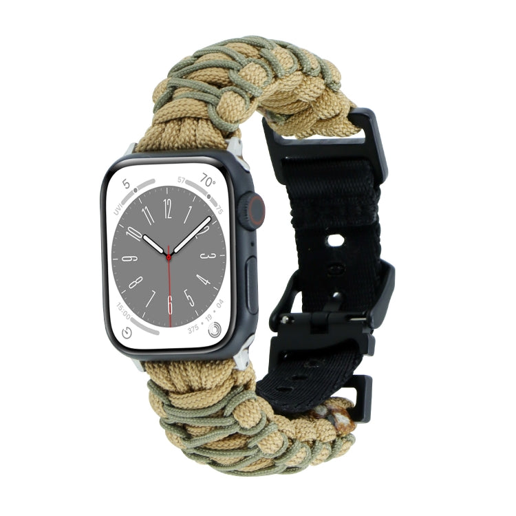 Lisslune | For Apple Watch SE 40mm Double Layer Braided Paracord Buckle Strap (Khaki Army Green)