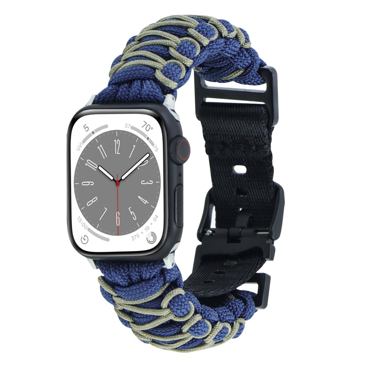 Lisslune | For Apple Watch Series 3 42mm Dual-Layer Braided Paracord Buckle Watch Band (Navy Army Green)