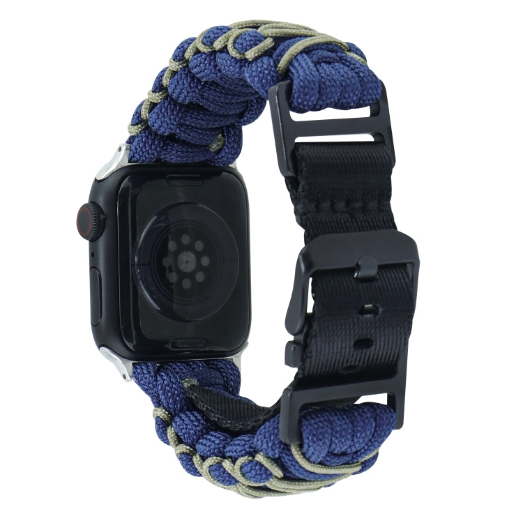 Lisslune | For Apple Watch Series 3 42mm Dual-Layer Braided Paracord Buckle Watch Band (Navy Army Green)