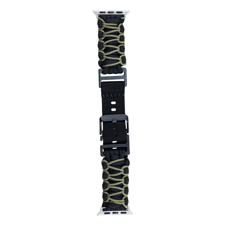 Lisslune | For Apple Watch Series 2 38mm Dual-Layer Braided Paracord Buckle Strap (Black Army Green)