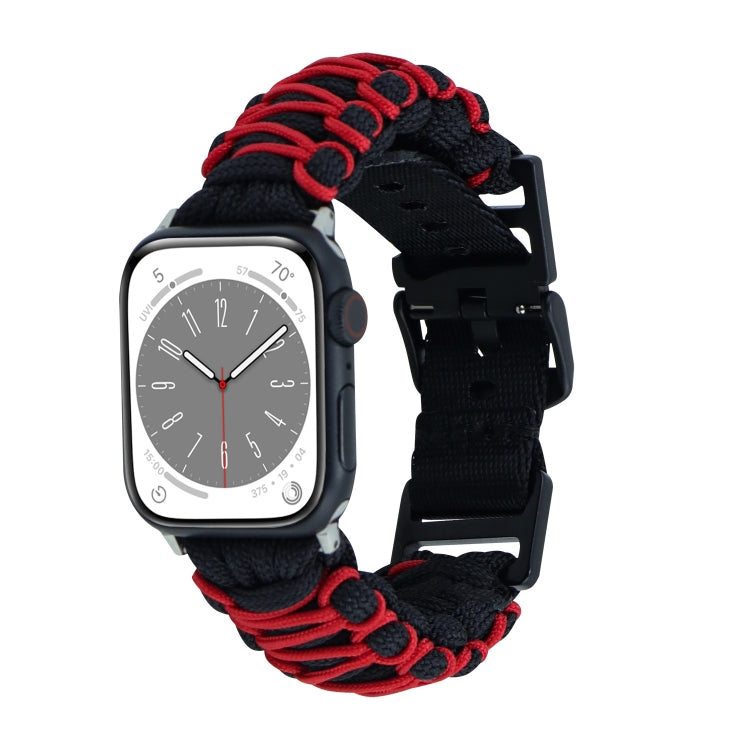 Lisslune | For Apple Watch 42mm Dual-Layer Braided Paracord Buckle Bracelet (Black Red)