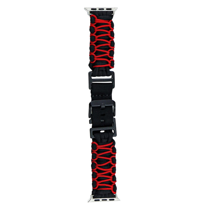 Lisslune | For Apple Watch 42mm Dual-Layer Braided Paracord Buckle Bracelet (Black Red)