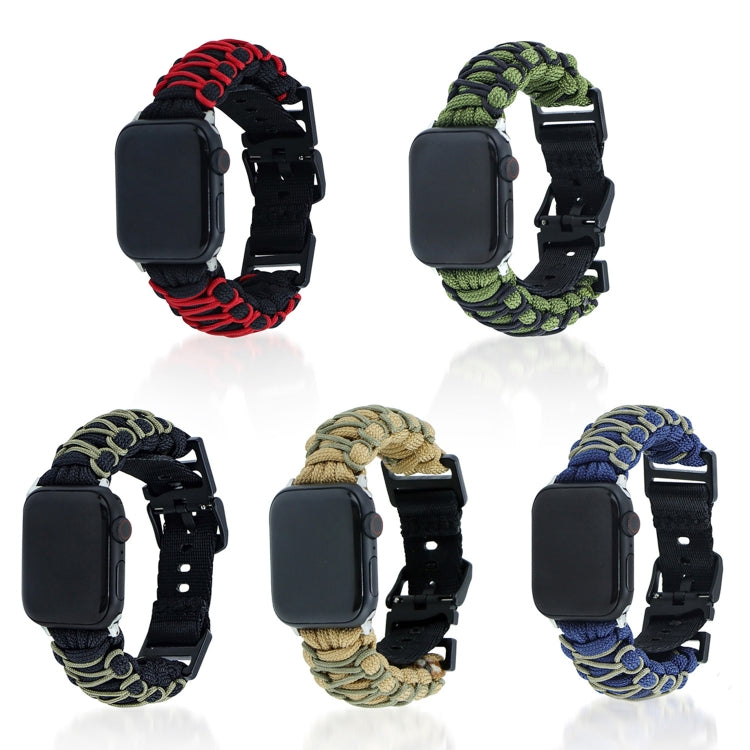 Lisslune | For Apple Watch Series 3 42mm Dual-Layer Braided Paracord Buckle Watch Band (Navy Army Green)