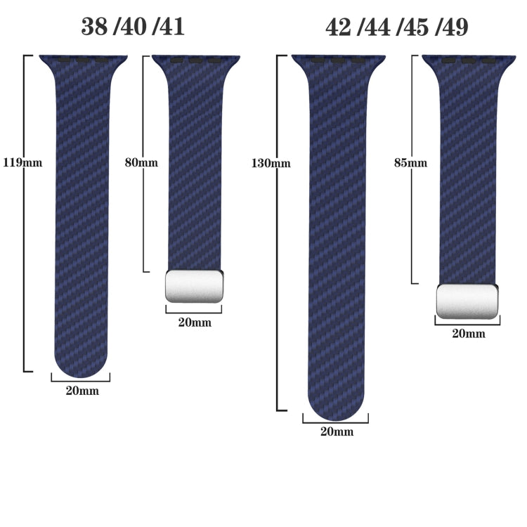 Lisslune | For Apple Watch SE 2023 40mm Carbon Fiber Magnetic Silver Buckle Watch Band (Royal Blue White)