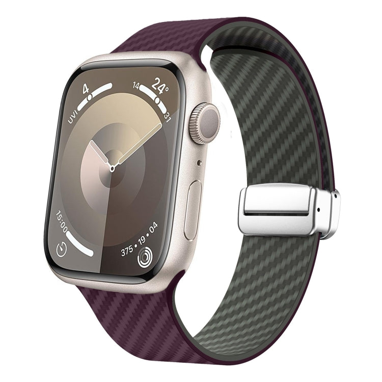 Lisslune | For Apple Watch SE 2023 40mm Carbon Fiber Magnetic Silver Buckle Watch Band (Purple Green)