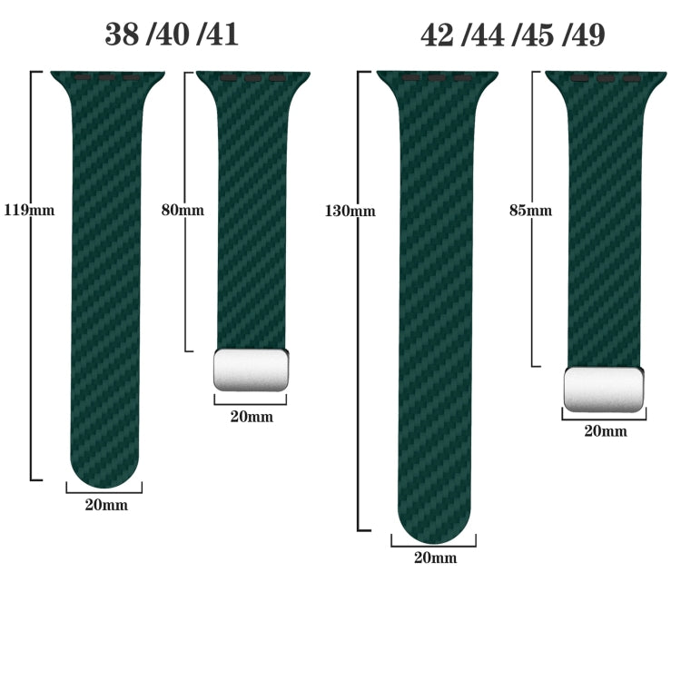 Lisslune | For Apple Watch Series 9 41mm Carbon Fiber Magnetic Silver Buckle Watch Band (Dark Green Orange)