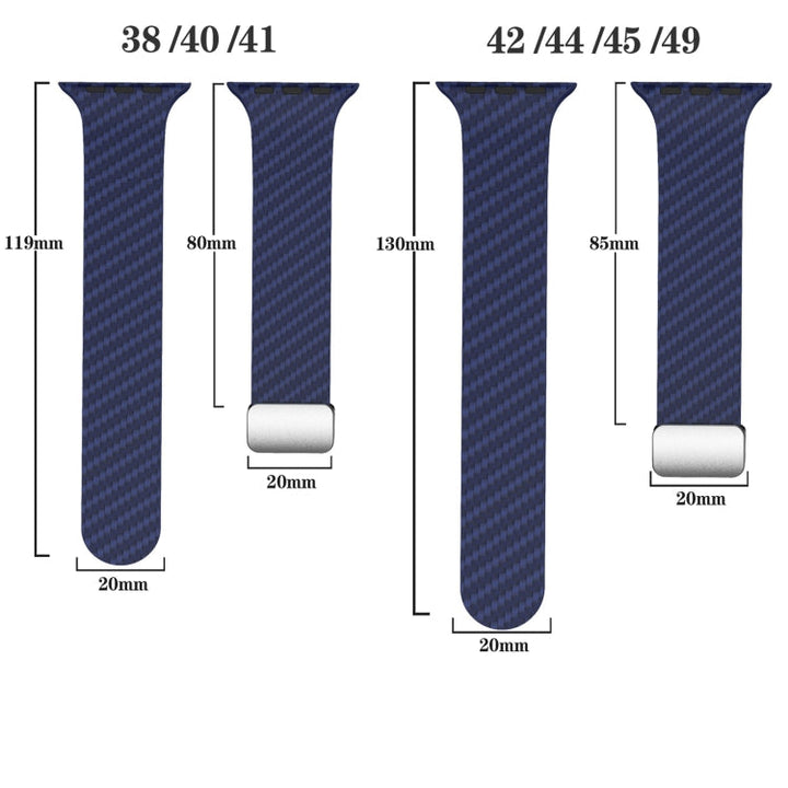Lisslune | For Apple Watch Series 8 45mm Carbon Fiber Magnetic Silver Buckle Bracelet (Royal Blue Light Blue)