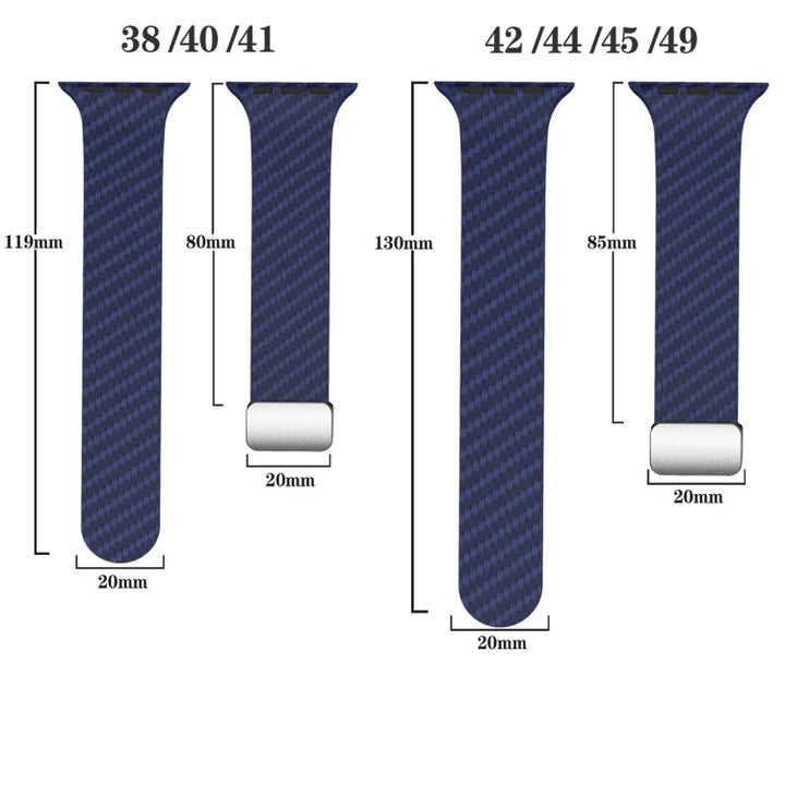 Lisslune | For Apple Watch SE 2022 44mm Carbon Fiber Magnetic Silver Buckle Band (Royal Blue White)