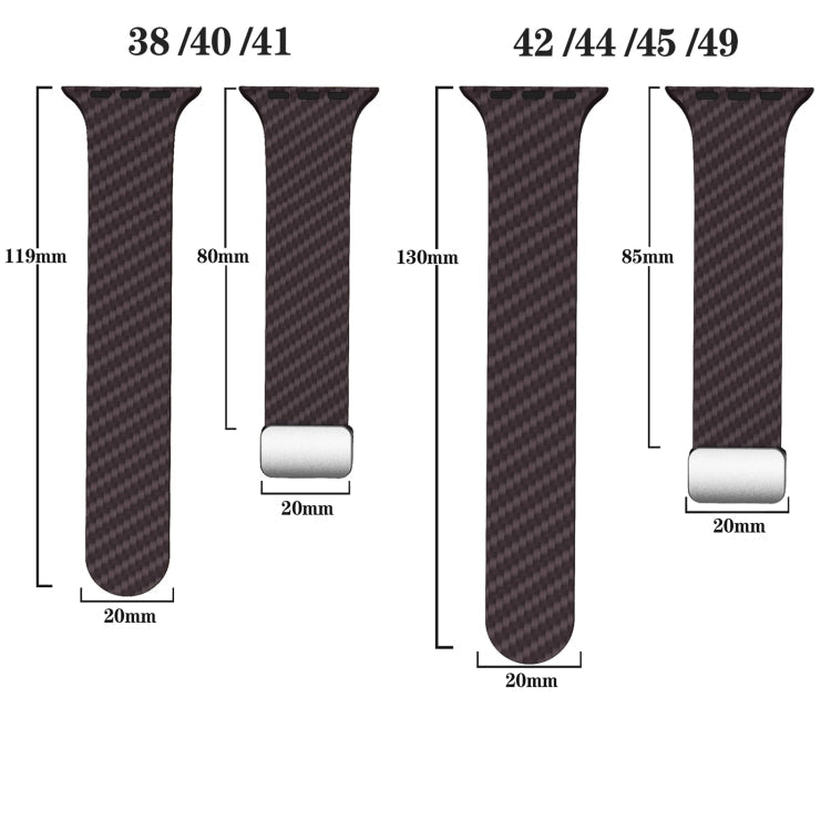 Lisslune | For Apple Watch Series 3 38mm Carbon Fiber Magnetic Silver Buckle Watch Band (Dark Brown Black)