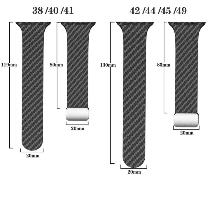 Lisslune | For Apple Watch 42mm Carbon Fiber Magnetic Silver Buckle Watch Band (Black Yellow)