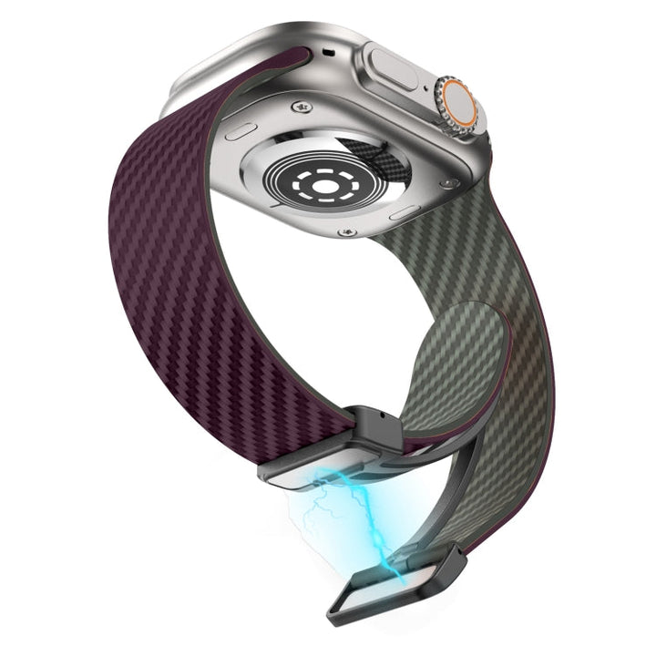 Lisslune | For Apple Watch SE 2023 40mm Carbon Fiber Magnetic Black Buckle Watch Band (Purple Green)