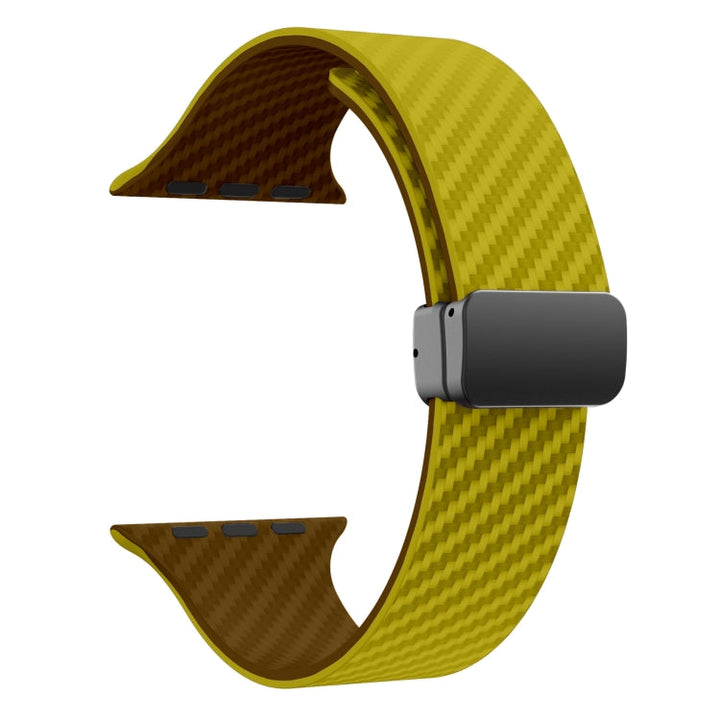 Lisslune | For Apple Watch Ultra 2 49mm Carbon Fiber Magnetic Black Buckle Watch Strap (Olive Brown)