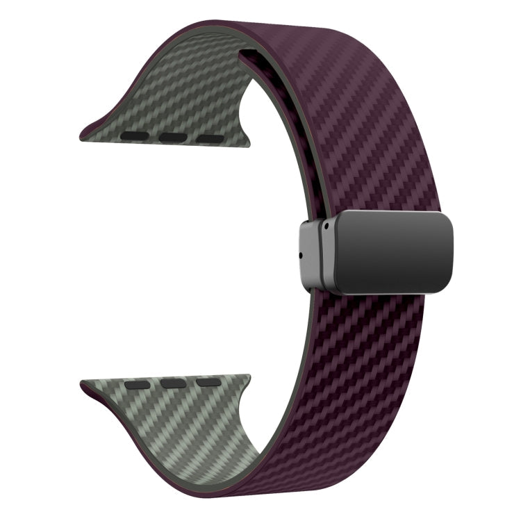 Lisslune | For Apple Watch Ultra 2 49mm Carbon Fiber Magnetic Black Buckle Watch Band (Purple Green)