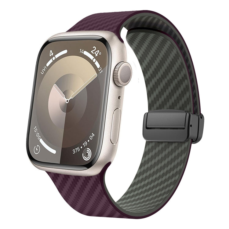 Lisslune | For Apple Watch Series 3 38mm Carbon Fiber Magnetic Black Buckle Watch Band (Purple Green)