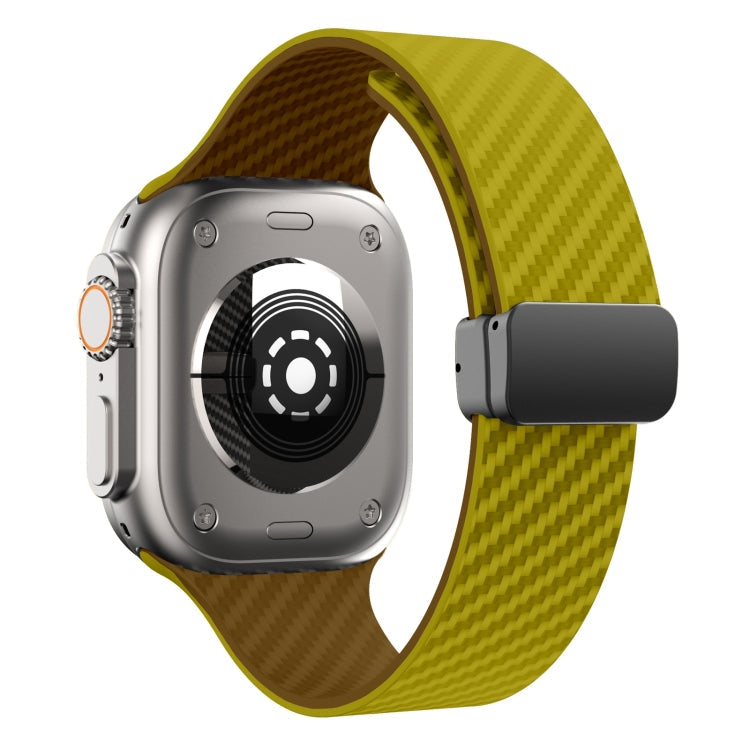 Lisslune | For Apple Watch Series 3 42mm Carbon Fiber Magnet Black Buckle Bracelet (Olive Brown)