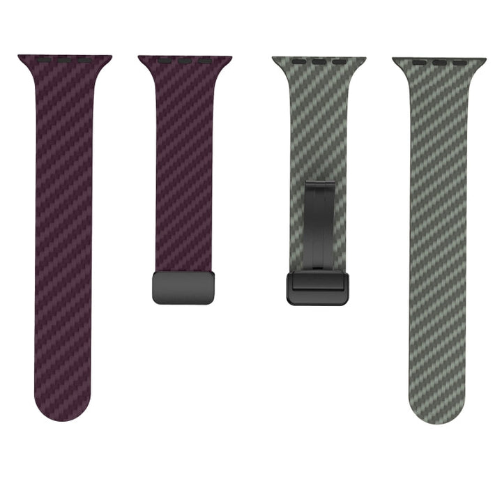 Lisslune | For Apple Watch Series 2 42mm Carbon Fiber Magnetic Black Buckle Watch Band (Purple Green)