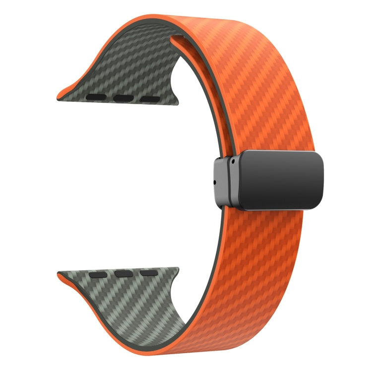 Lisslune | For Apple Watch Series 2 38mm Carbon Fiber Magnetic Black Buckle Watch Band (Orange Grass)