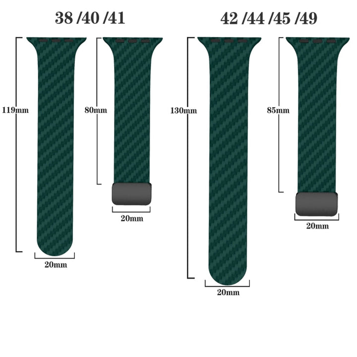 Lisslune | For Apple Watch 42mm Carbon Magnetic Black Buckle Watch Band (Dark Green Orange)