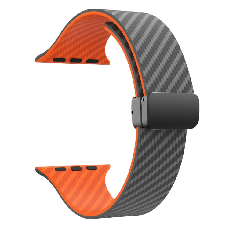 Lisslune | For Apple Watch 42mm Carbon Fiber Magnetic Black Buckle Bracelet (Space Gray Orange)