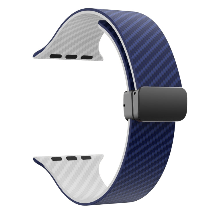 Lisslune | For Apple Watch 38mm Carbon Fiber Magnetic Black Buckle Watch Band (Royal Blue White)