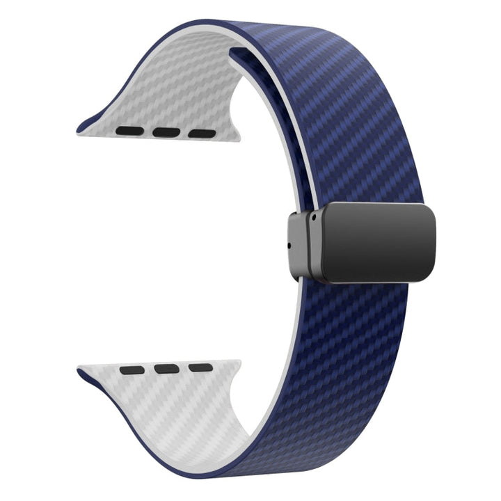 Lisslune | For Apple Watch 38mm Carbon Fiber Magnetic Black Buckle Watch Band (Royal Blue White)