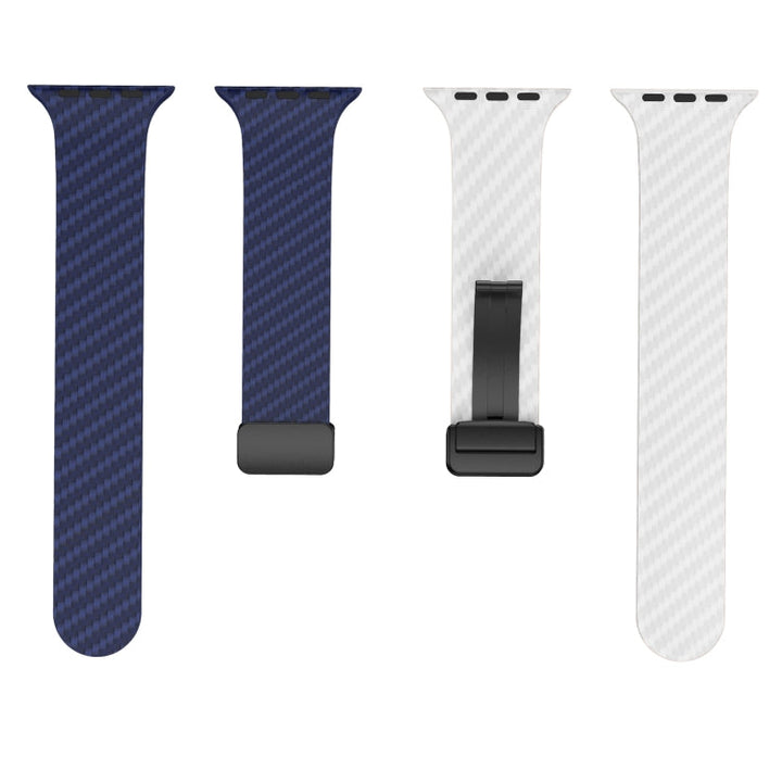 Lisslune | For Apple Watch 38mm Carbon Fiber Magnetic Black Buckle Watch Band (Royal Blue White)