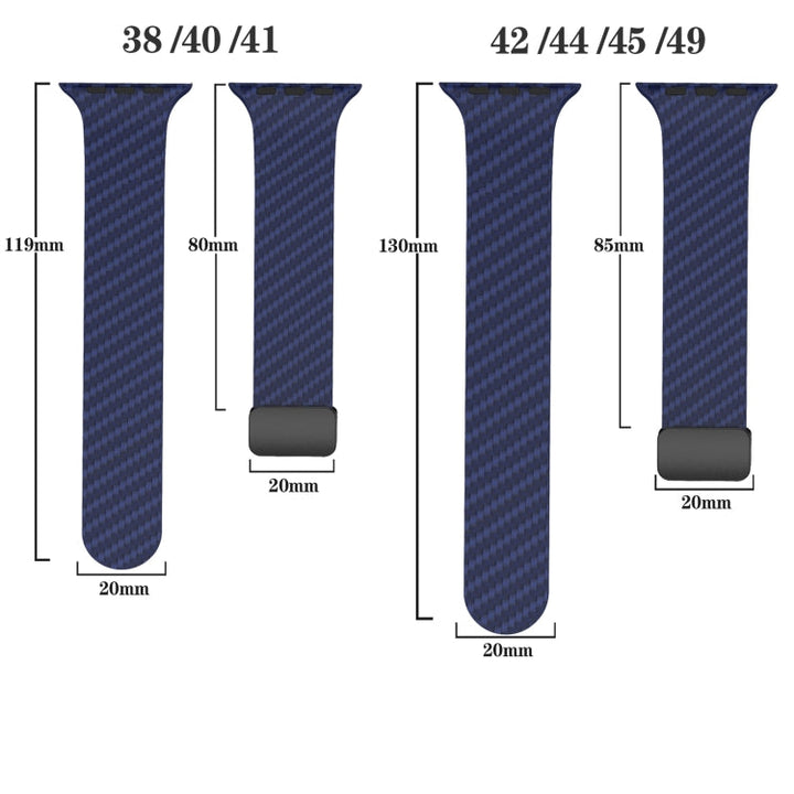 Lisslune | For Apple Watch 38mm Carbon Fiber Magnetic Black Buckle Watch Band (Royal Blue White)